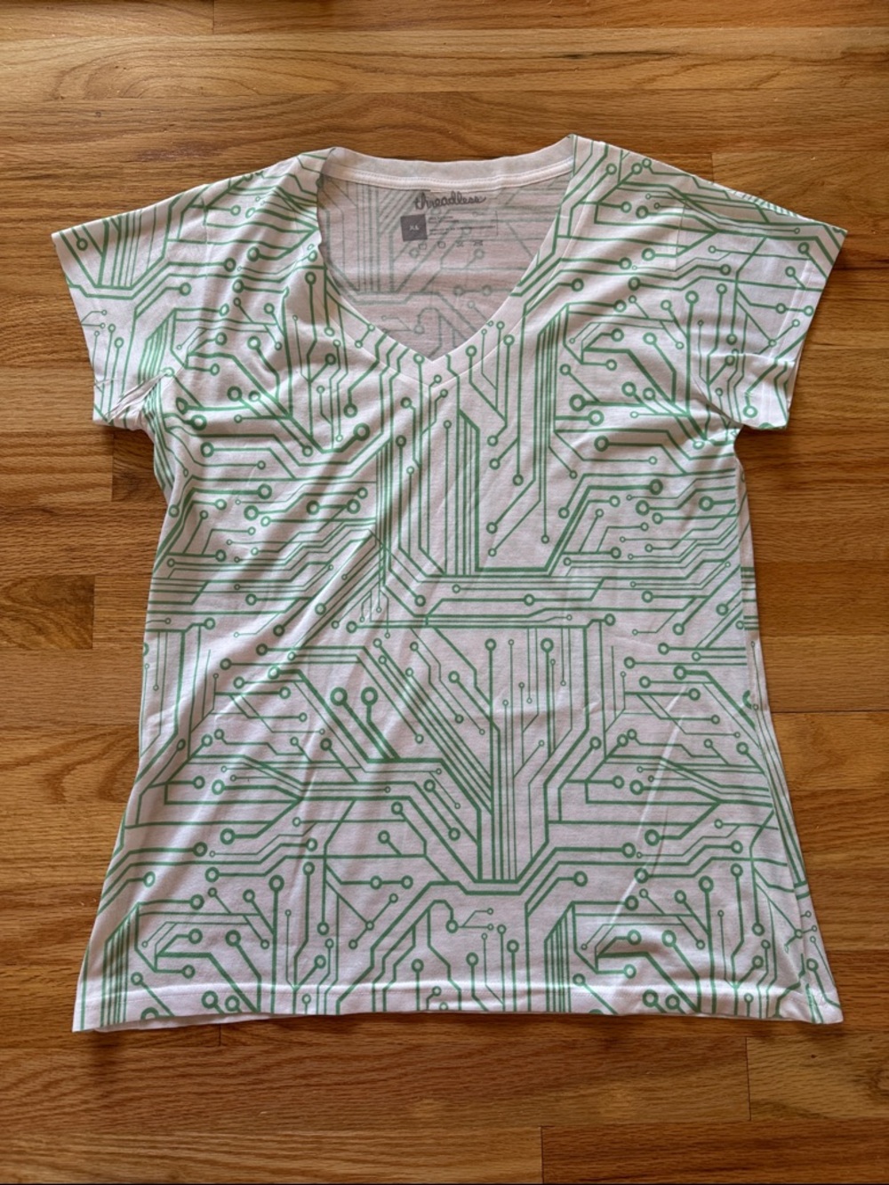 Price Drop! Threadless White Tee with Green Circuit Pattern